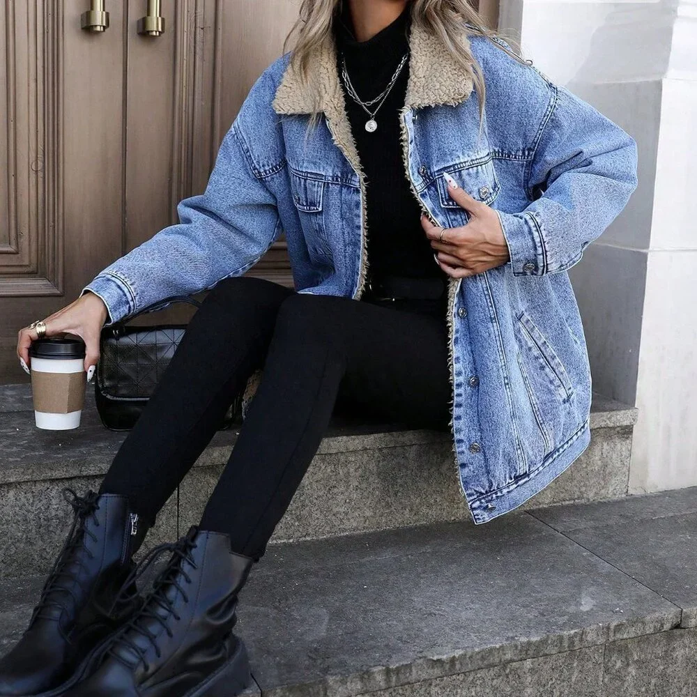 Blue Casual Women's Thermal Lined Windbreaker Jacket - Picture 5 of 7